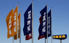 File photo of flags outside IKEA's newest store in Malmo